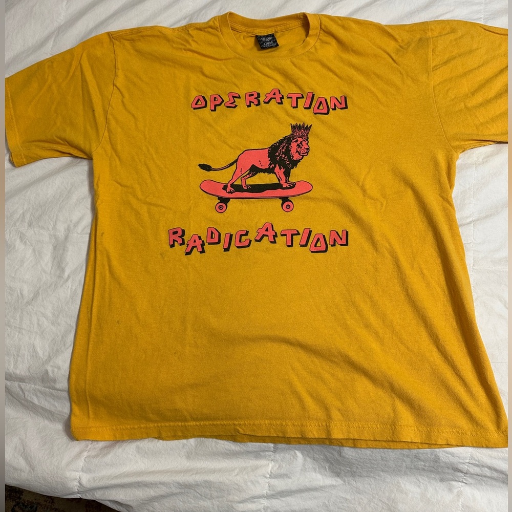 Stussy Yellow 'Operation Radication' Short Sleeve Tee